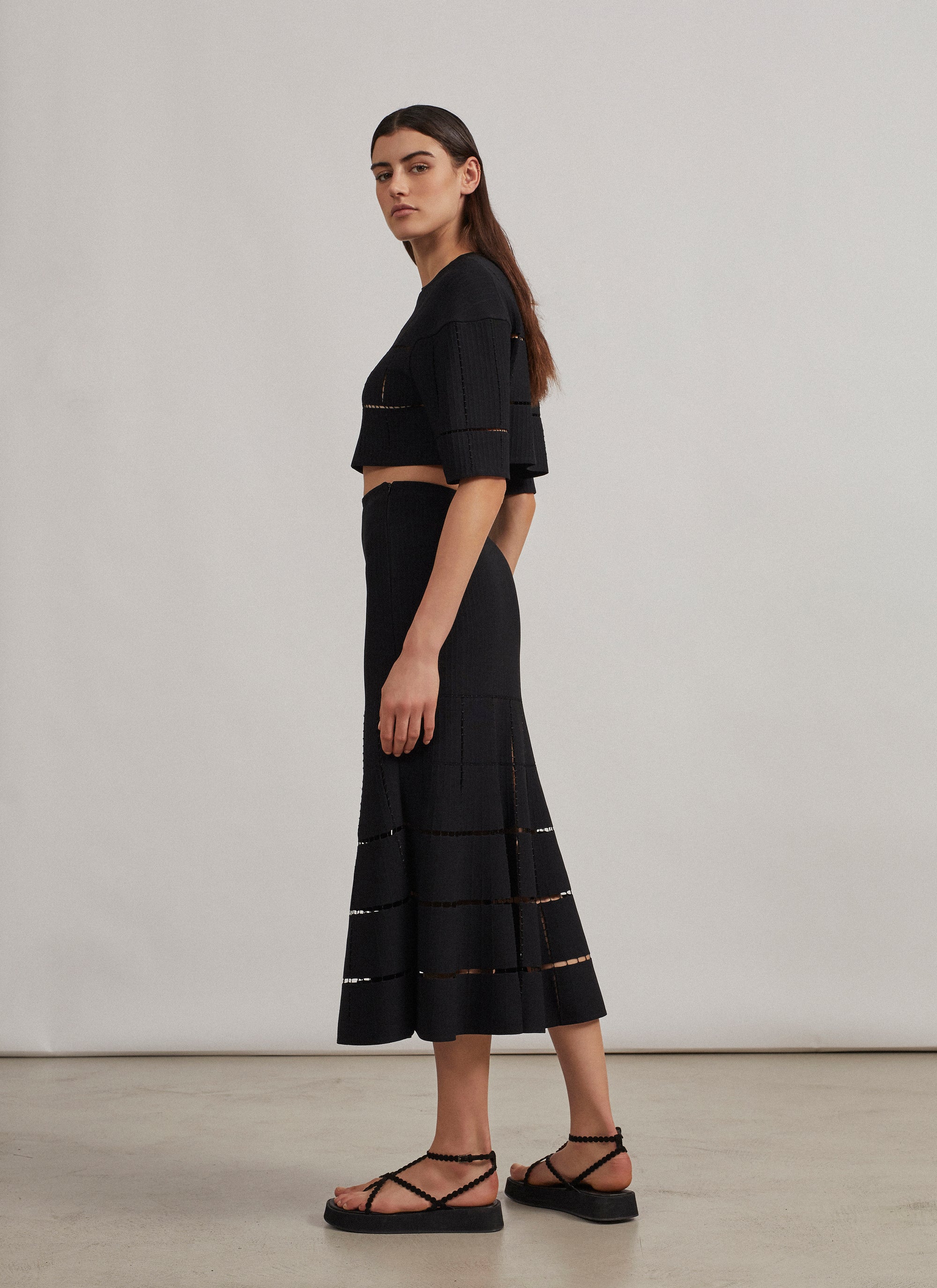 Knit and raffia jumper - Black