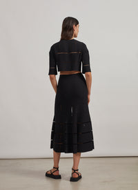 Knit and raffia jumper - Black