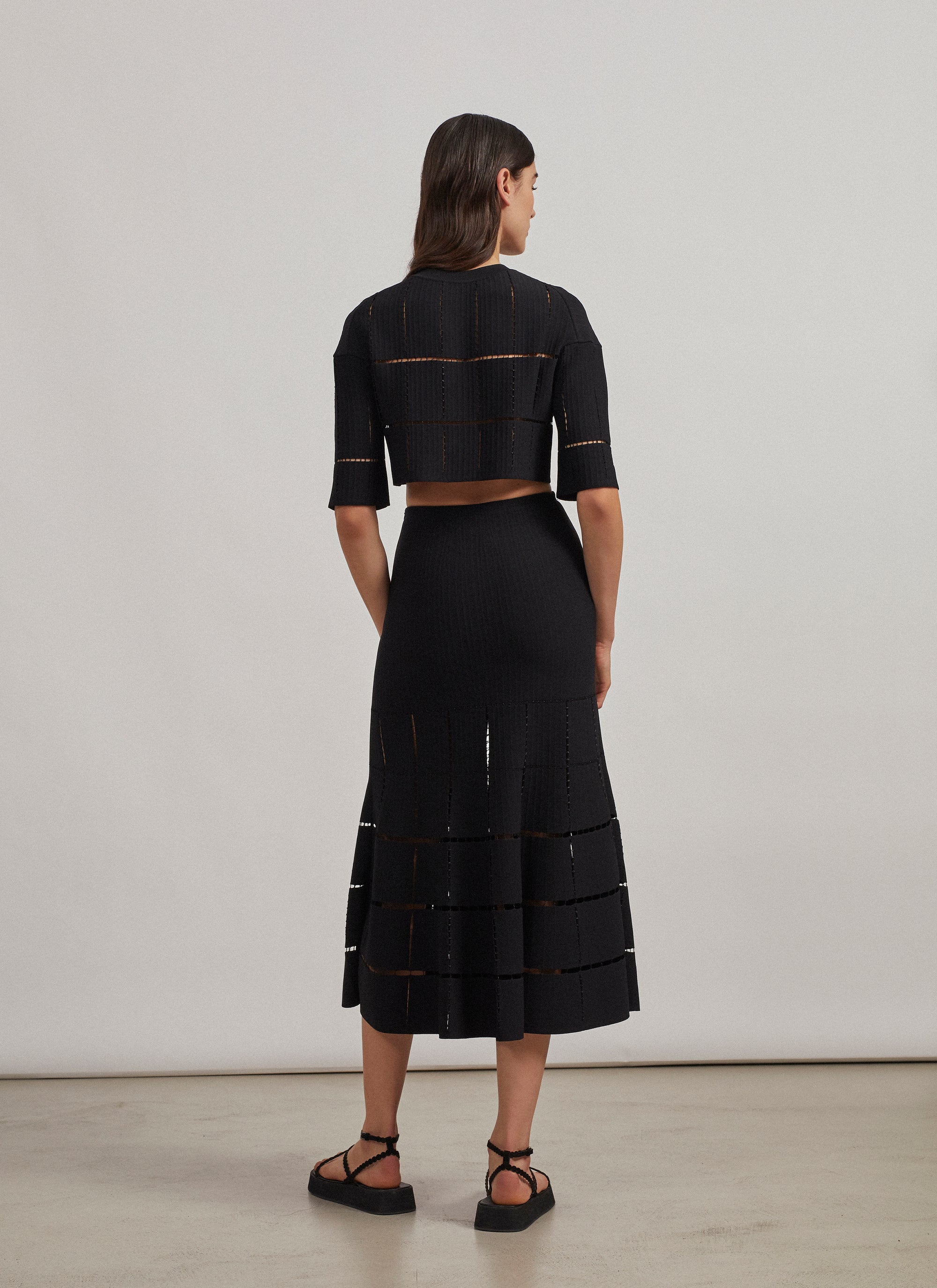 Knit and raffia jumper - Black
