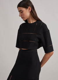 Knit and raffia jumper - Black