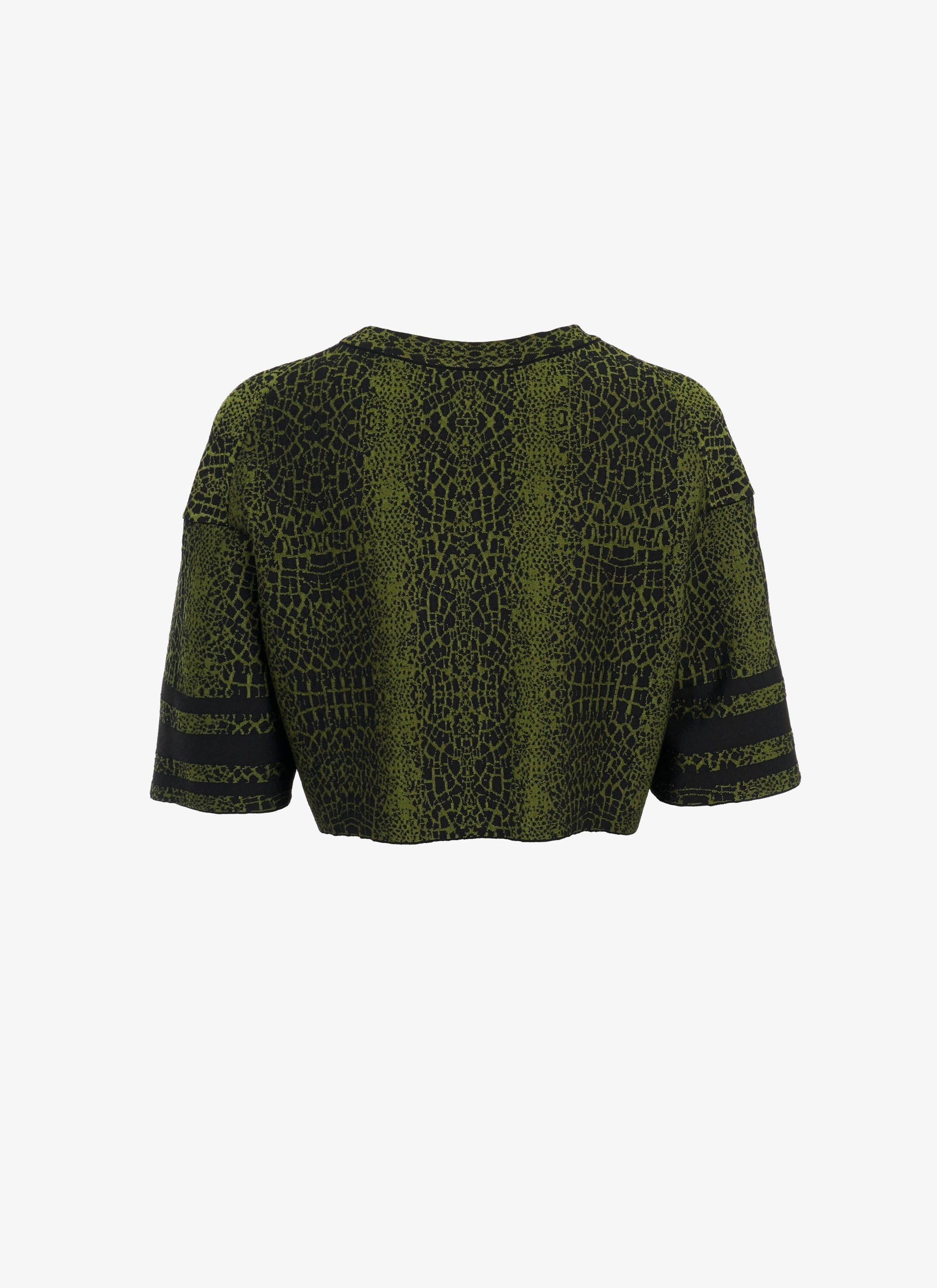 Pull court en maille jacquard animalier - Noir & Vert