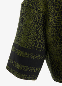 Pull court en maille jacquard animalier - Noir & Vert