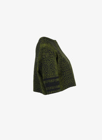 Pull court en maille jacquard animalier - Noir & Vert