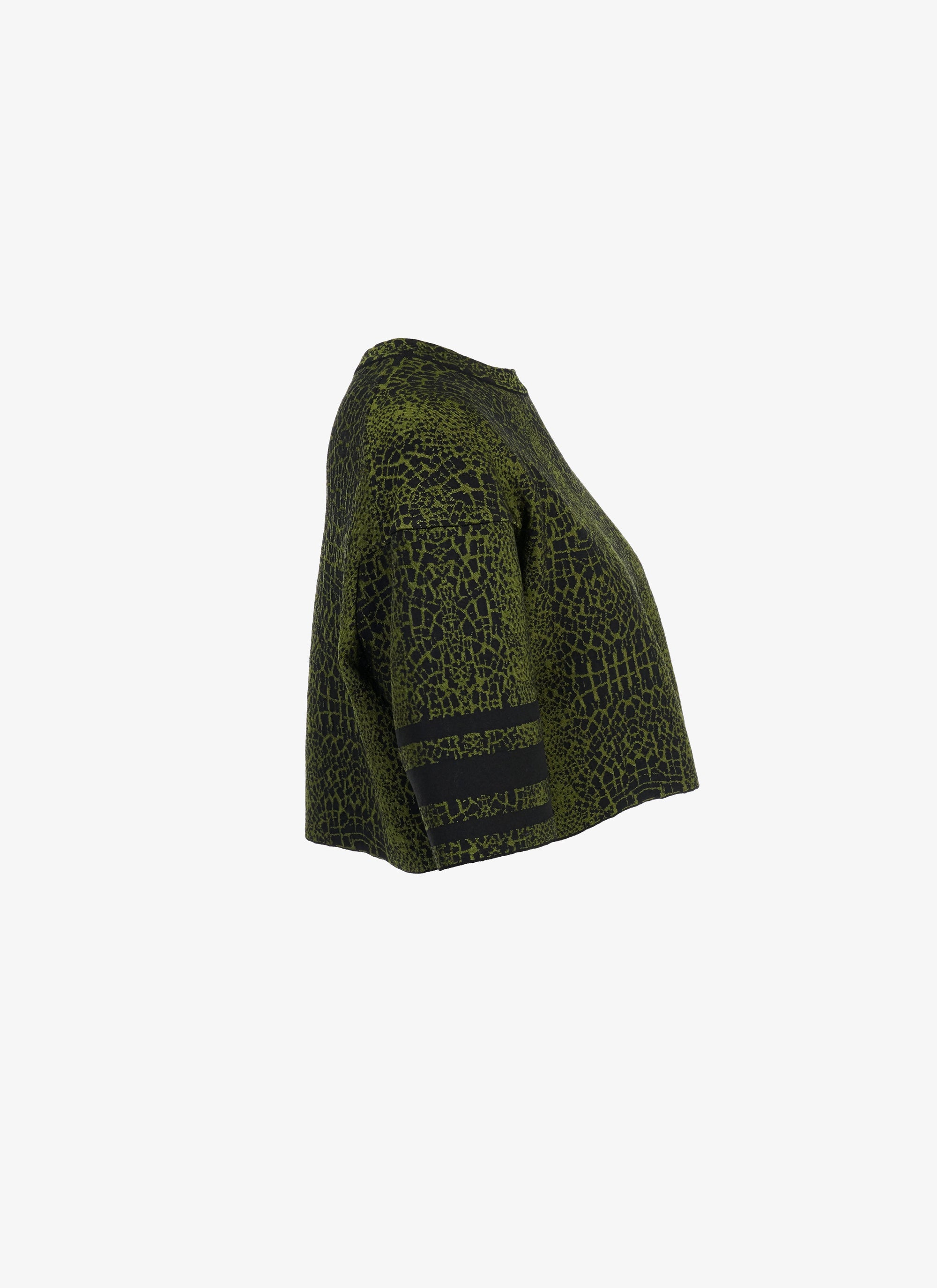 Pull court en maille jacquard animalier - Noir & Vert