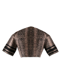 Animal Jacquard Knit Short Sweater - Black & Flesh