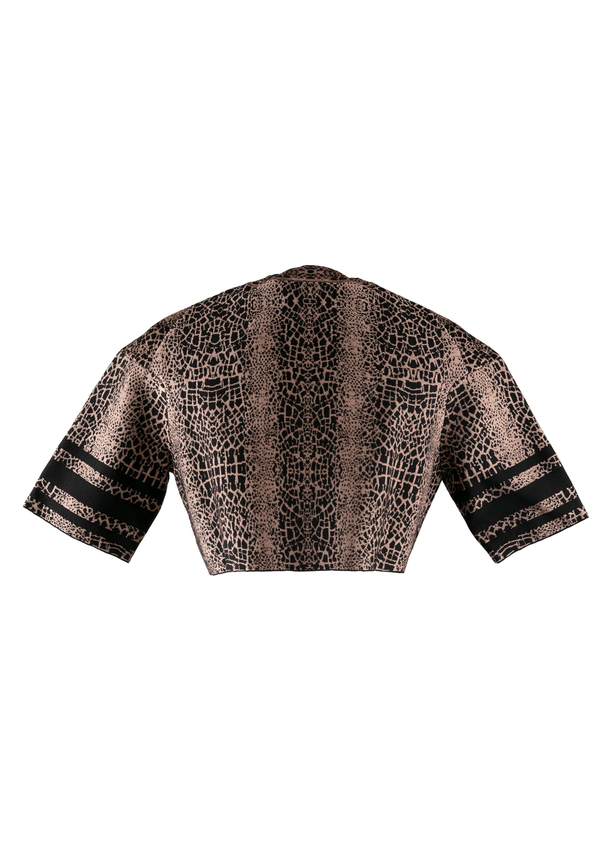 Animal Jacquard Knit Short Sweater - Black & Flesh