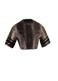 Animal Jacquard Knit Short Sweater - Black & Flesh
