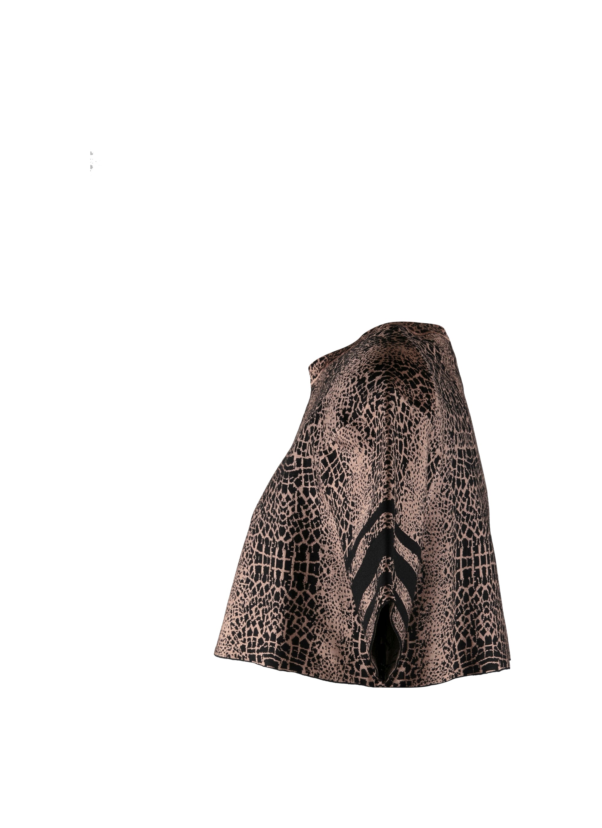 Animal Jacquard Knit Short Sweater - Black & Flesh