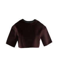 Pull court en maille - Chocolat