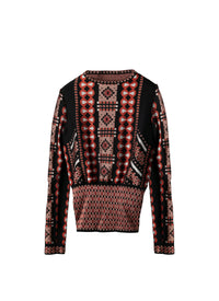 Pull ras du cou à manches longues en maille - Bois de Rose & Noir