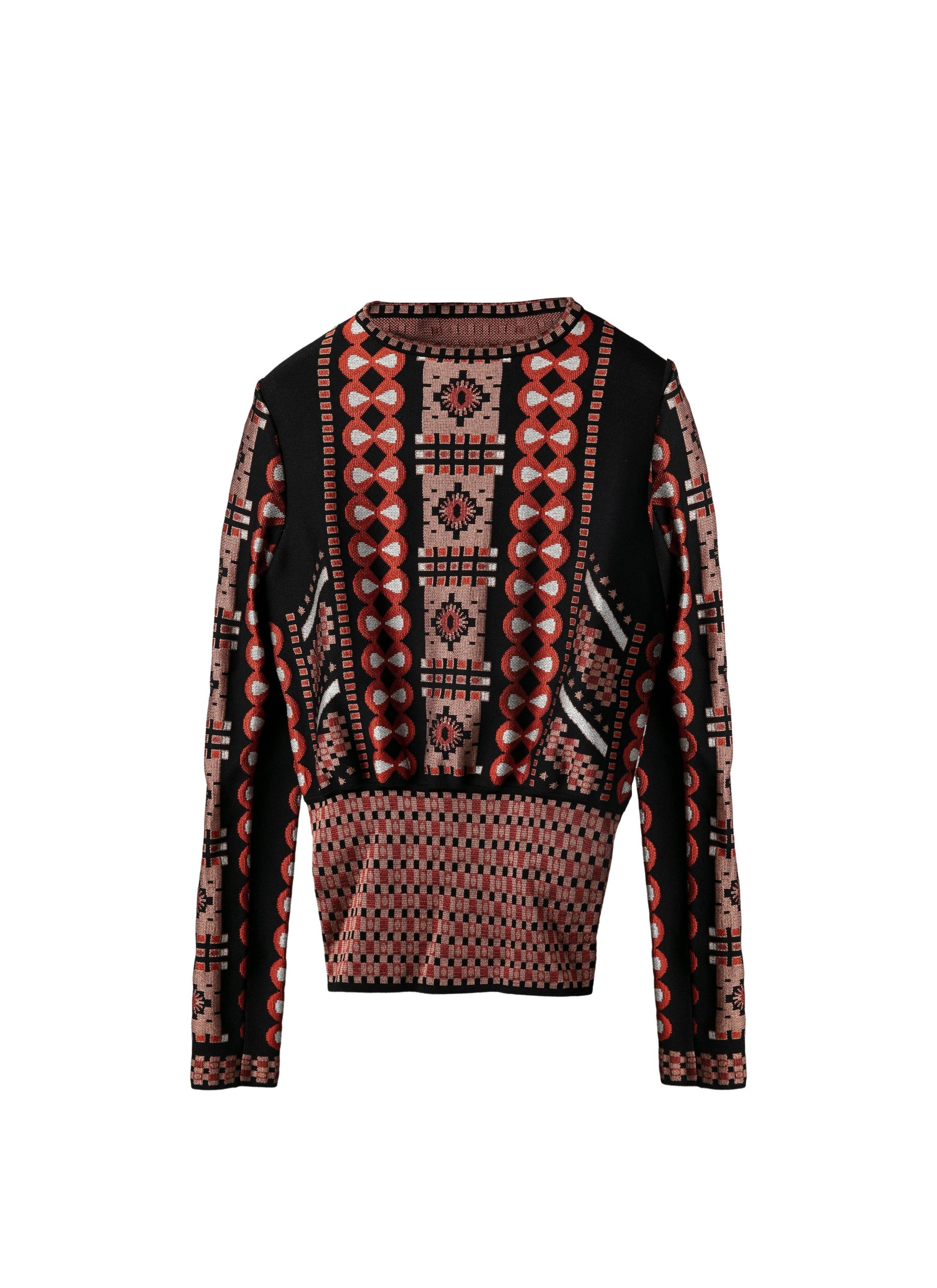 Pull ras du cou à manches longues en maille - Bois de Rose & Noir