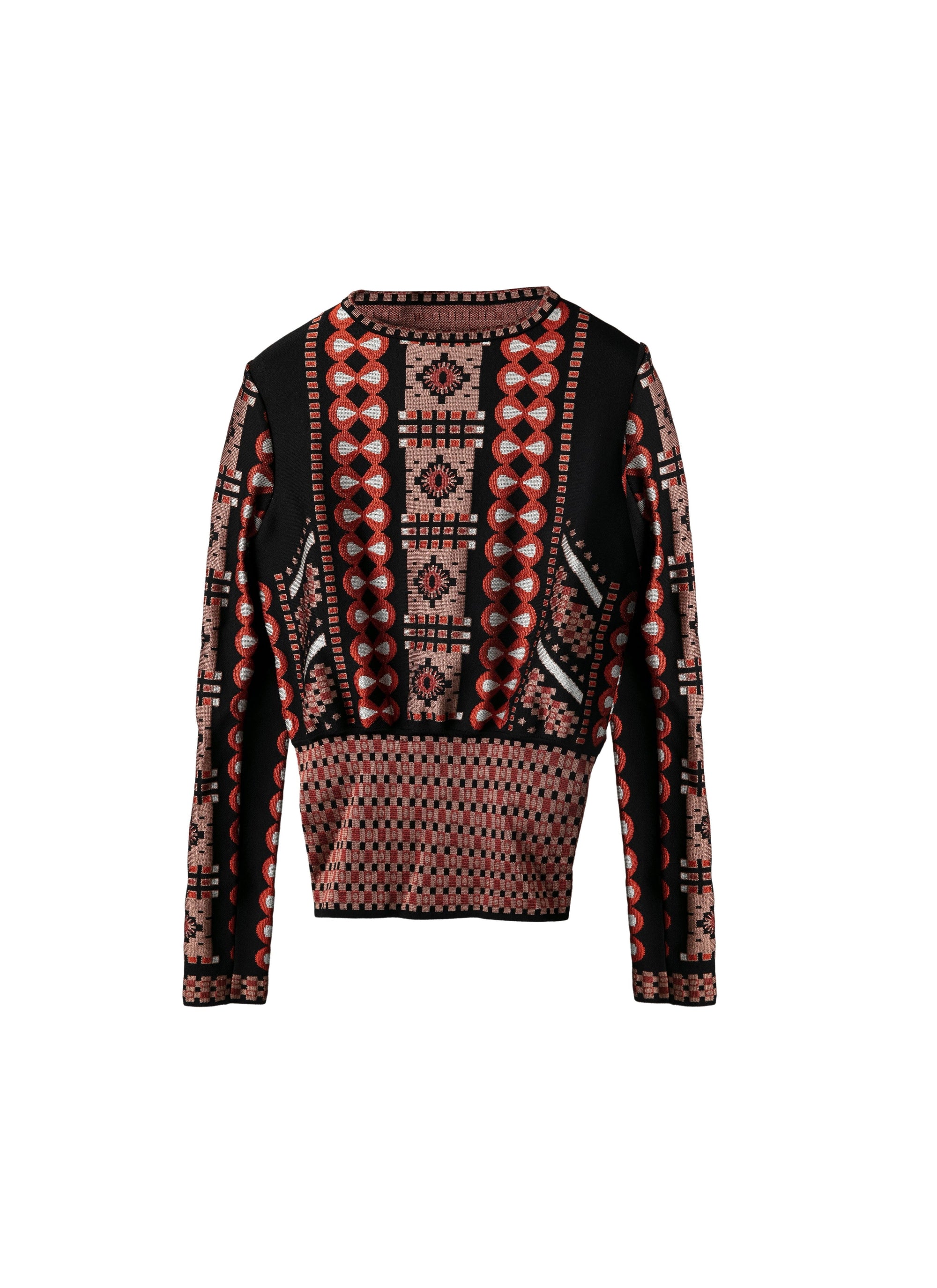 Pull ras du cou à manches longues en maille - Bois de Rose & Noir