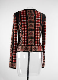 Geometric jacquard cardigan - Rosewood & Black