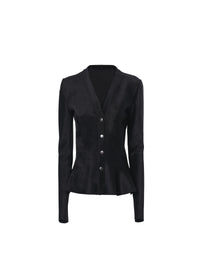 Veste velours en laine - Noir