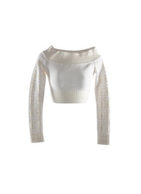 Cropped jumper - Ivory & White
