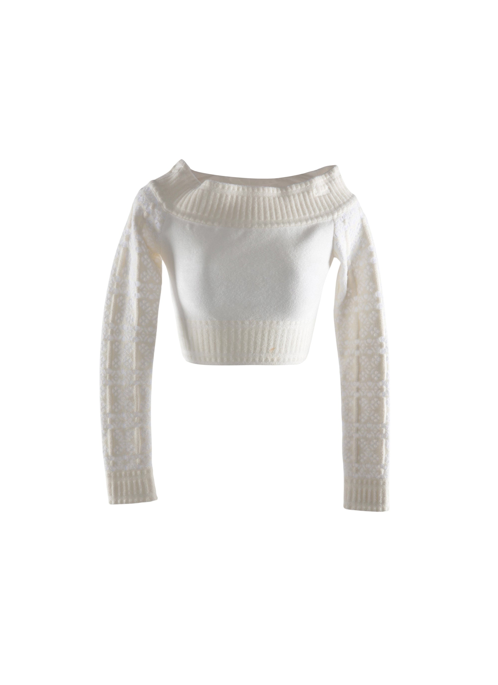 Cropped jumper - Ivory & White