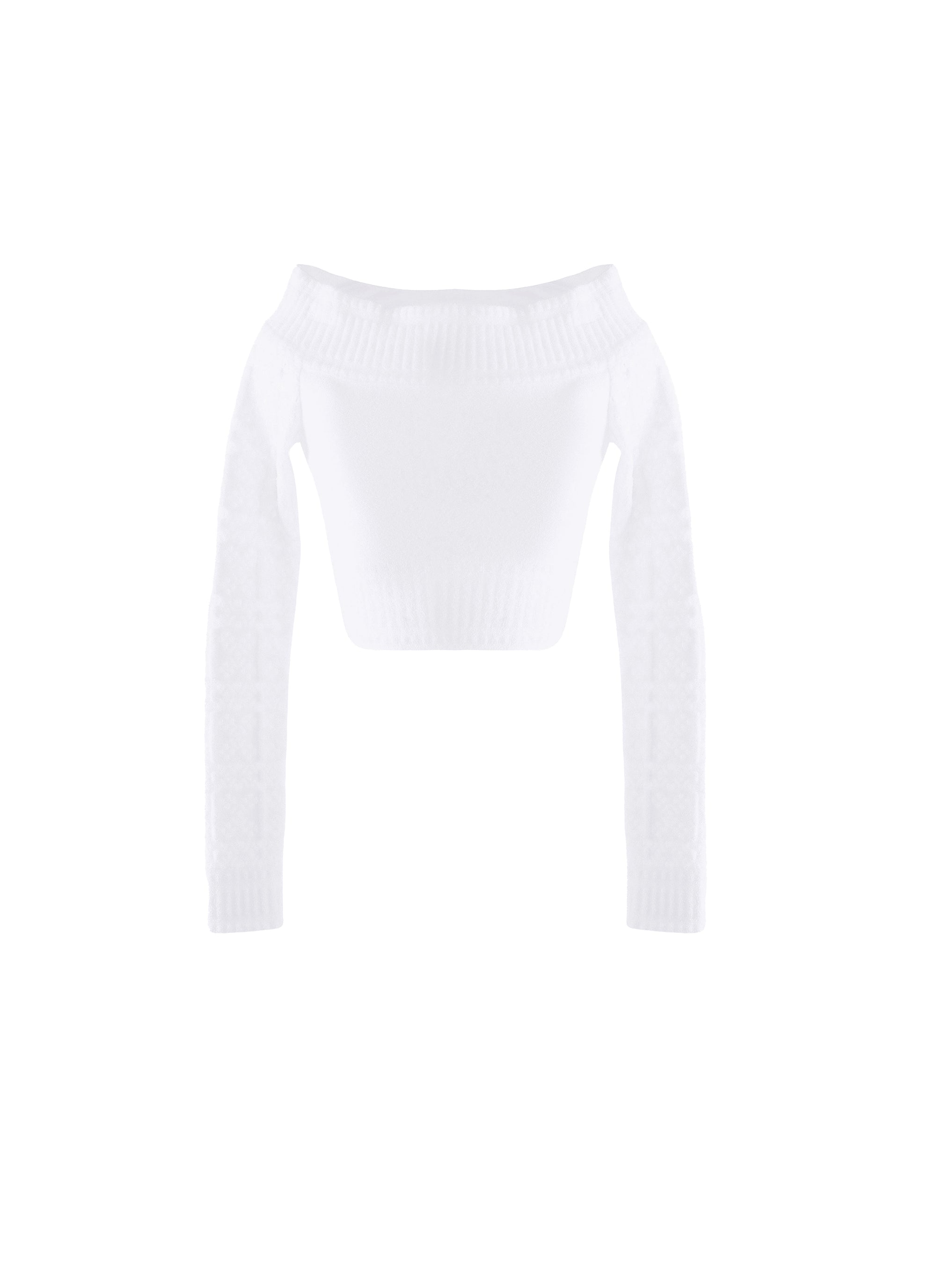 Pull court en dentelle - Ivoire & Blanc
