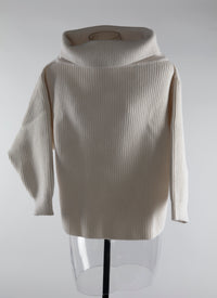 Pull décontracté à manches longues en laine - Ivoire