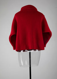 Pull décontracté à manches longues en laine - Ecarlate