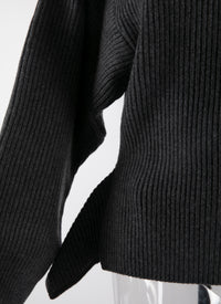 Long sleeve jumper in wool - Dark Grey