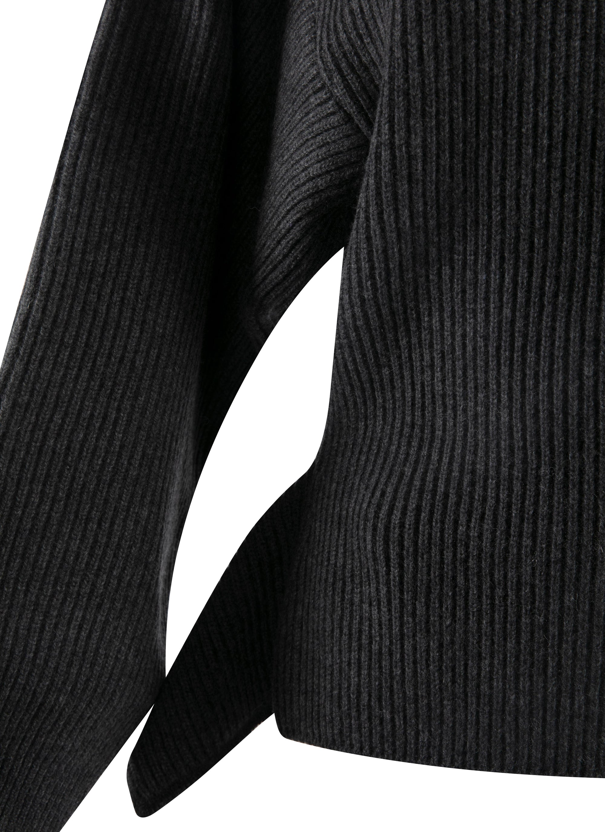 Pull à col haut et péplum au dos en laine et cachemire - Gris foncé