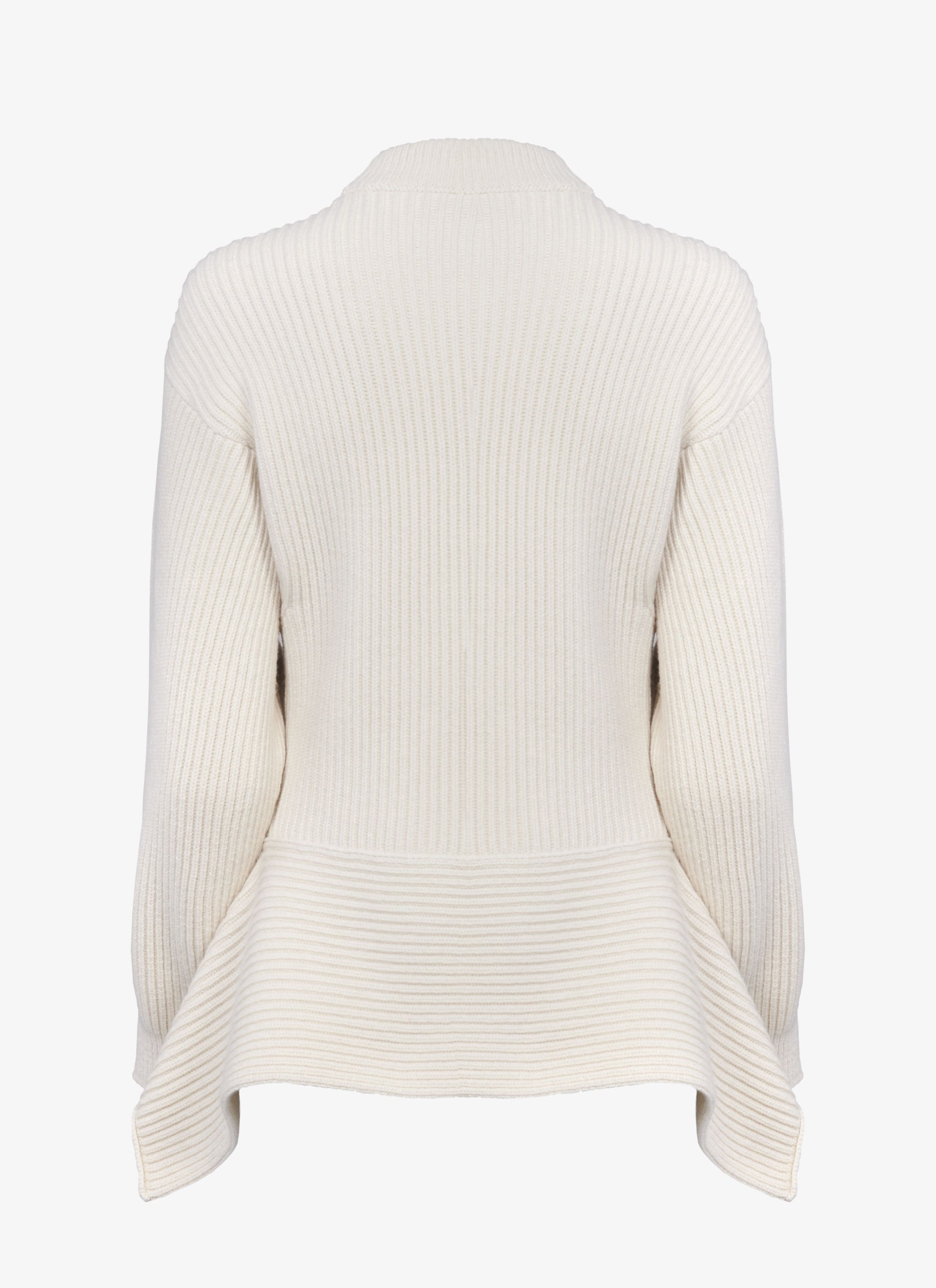 High-neck jumper with peplum back in wool and cashmere - Ivory