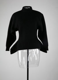Pull à manches longues en laine - Noir