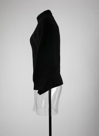 Pull à manches longues en laine - Noir