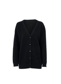 Long-sleeved cashmere cardigan - Black intense