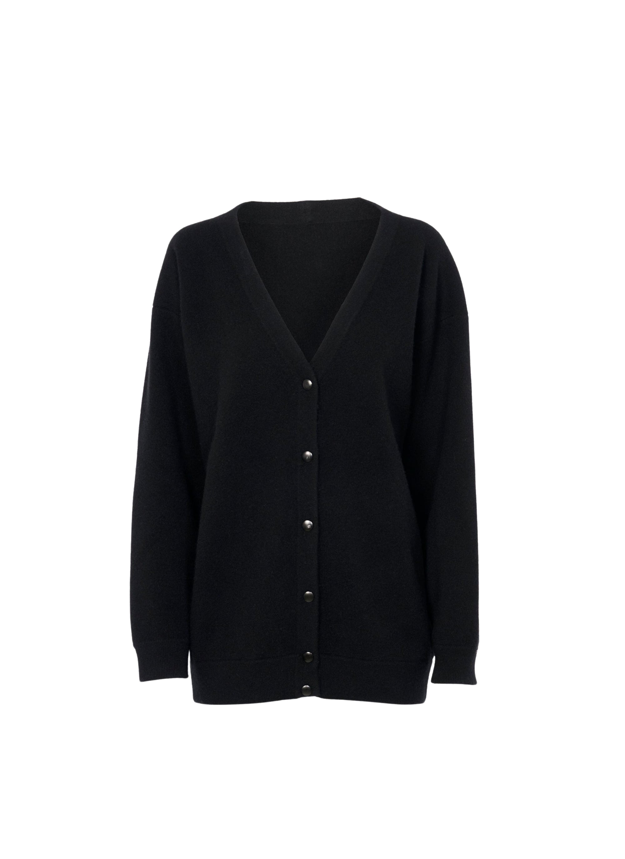 Long-sleeved cashmere cardigan - Black intense