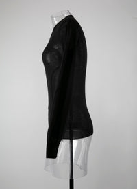 Long sleeve cashmere crew neck jumper - Black intense