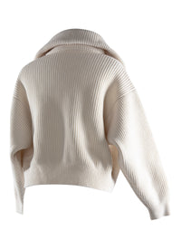 Pull à col zippé en laine et cachemire - Ivoire
