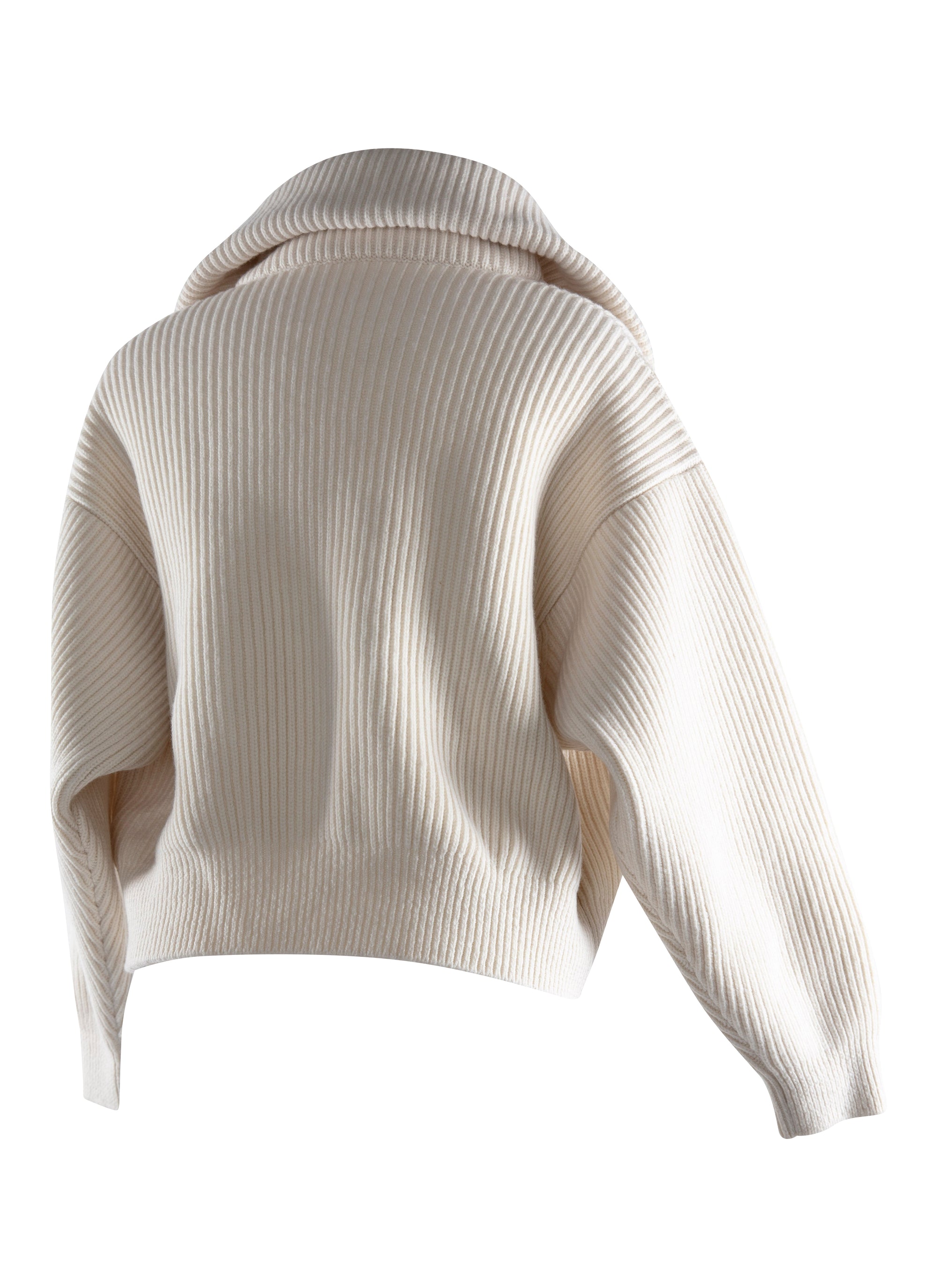 Pull à col zippé en laine et cachemire - Ivoire