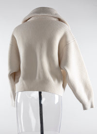 Wool zip neck jumper - Ivory