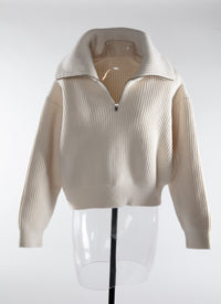 Wool zip neck jumper - Ivory
