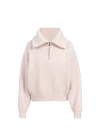 Pull à col zippé en laine et cachemire - Poudre