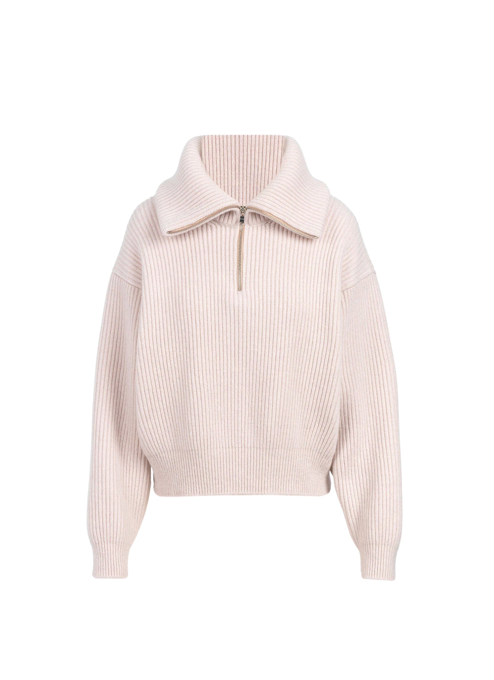 Pull à col zippé en laine et cachemire - Poudre