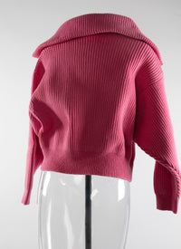 Wool zip neck jumper - Candy