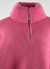 Wool zip neck jumper - Candy