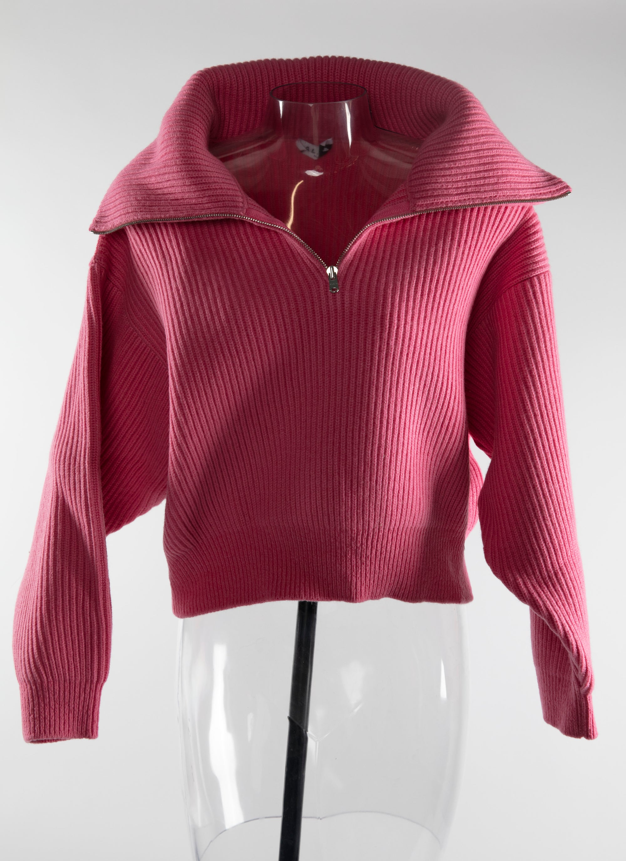 Wool zip neck jumper - Candy