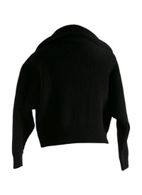 Pull à col zippé en laine et cachemire - Noir