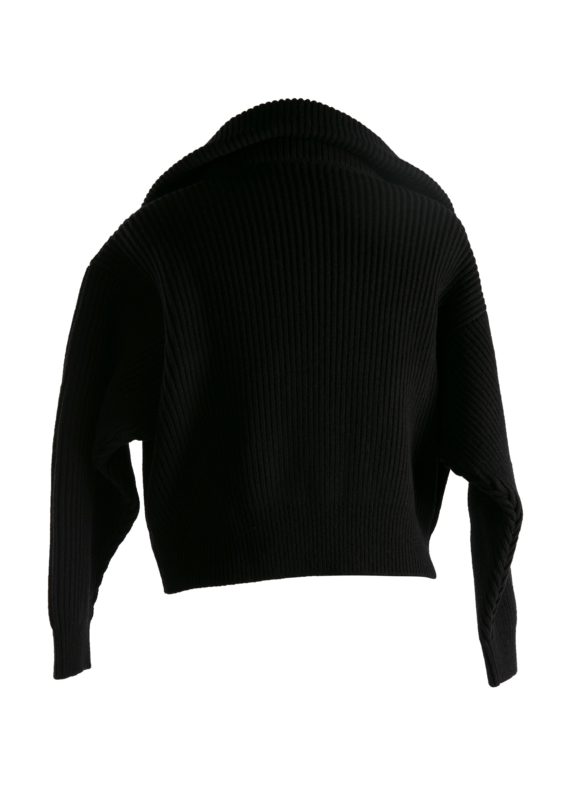 Pull à col zippé en laine et cachemire - Noir