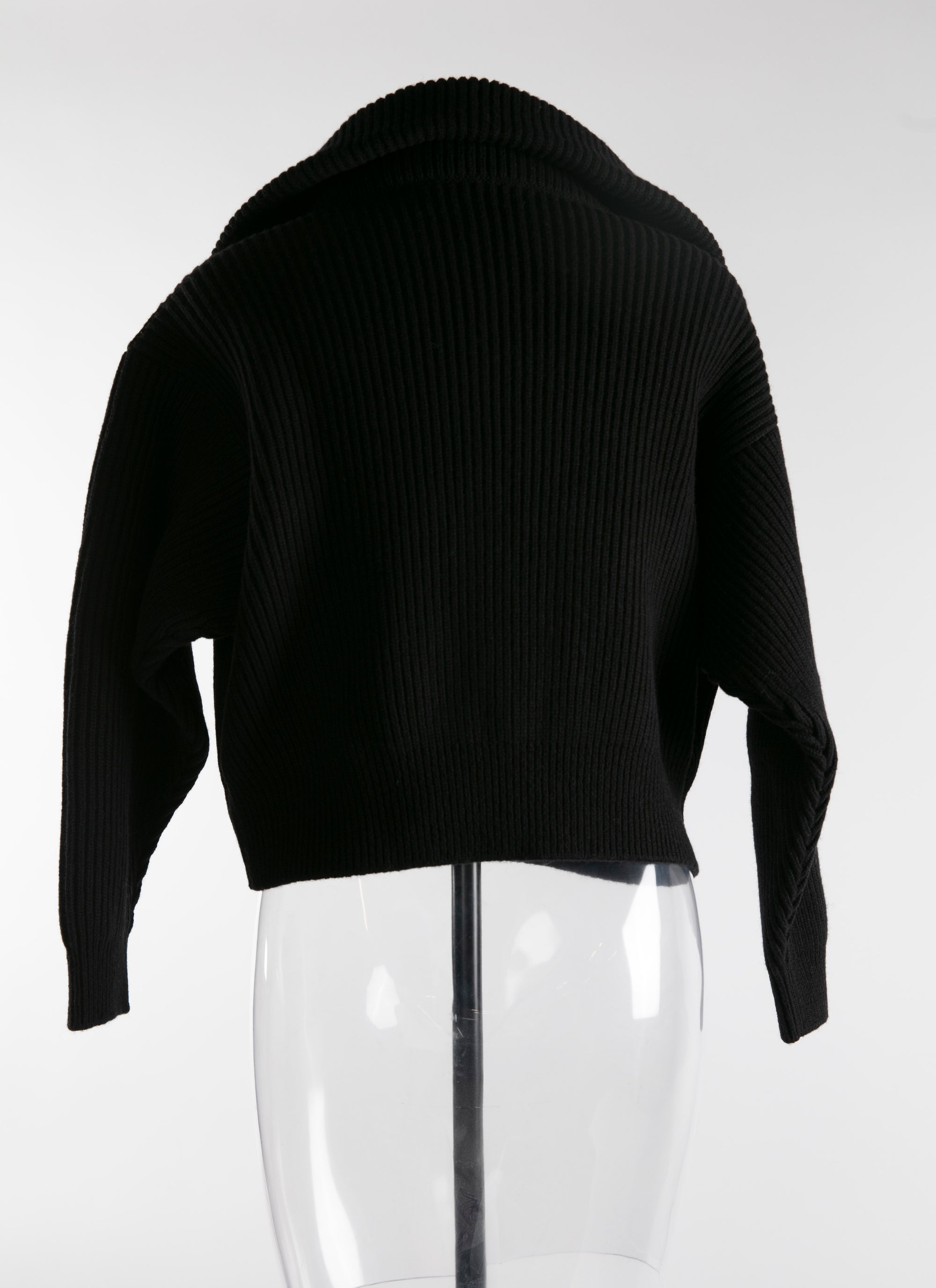 Wool zip neck jumper - Black intense