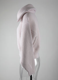 Pull col zippé en laine - Poudre