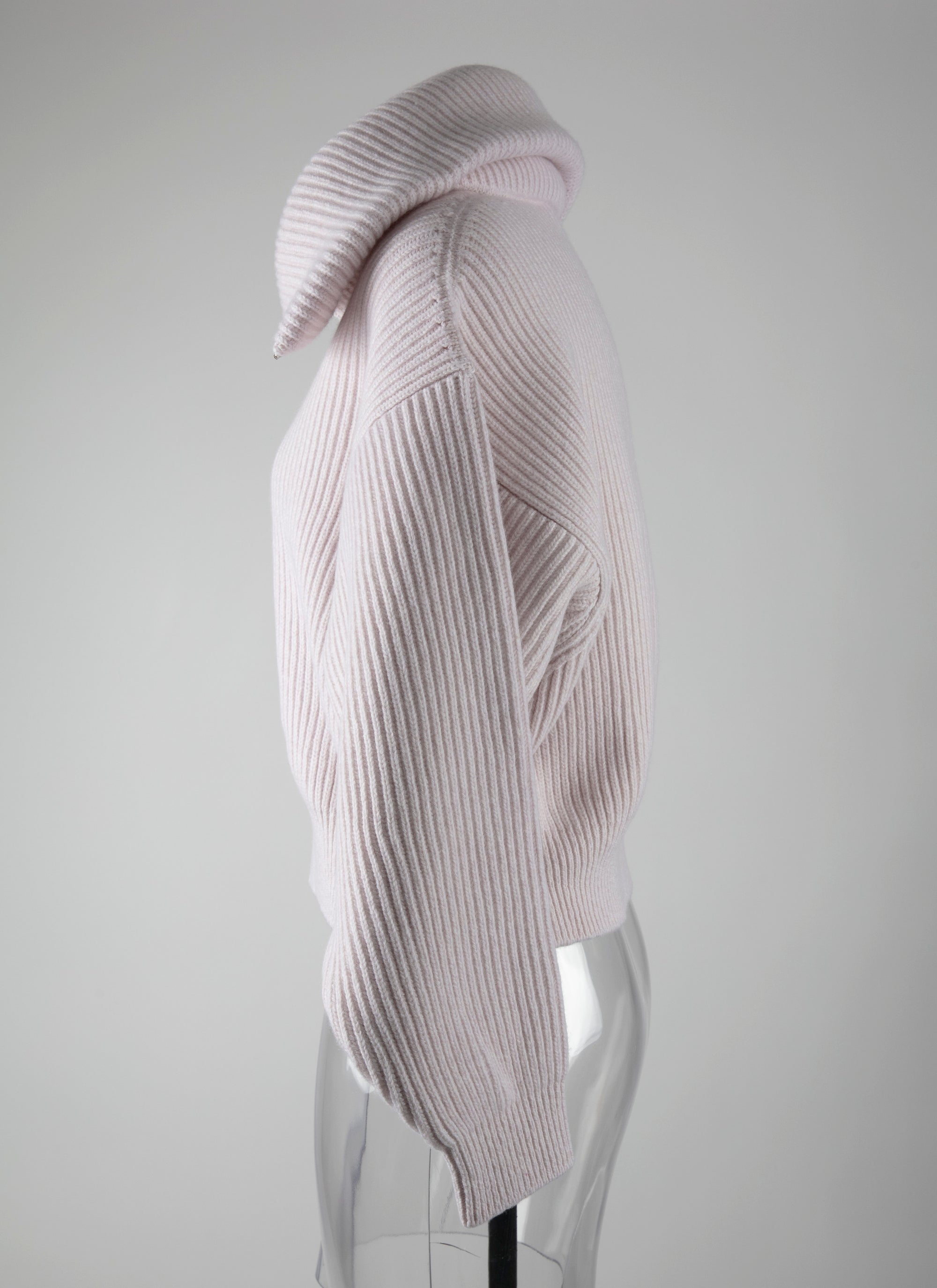Pull col zippé en laine - Poudre