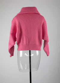 Wool zip neck jumper - Candy
