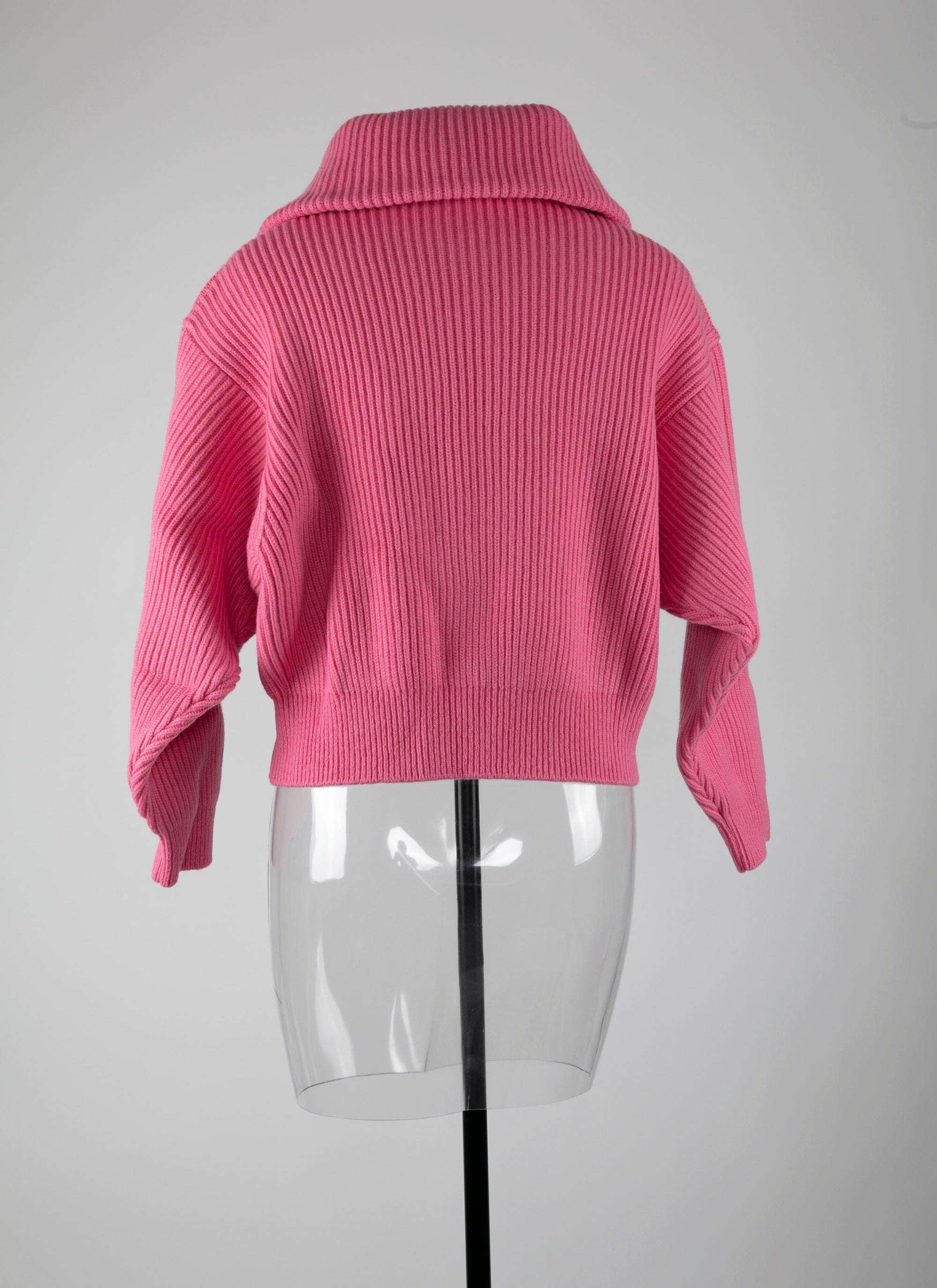 Wool zip neck jumper - Candy