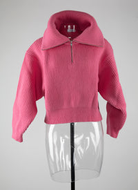 Wool zip neck jumper - Candy