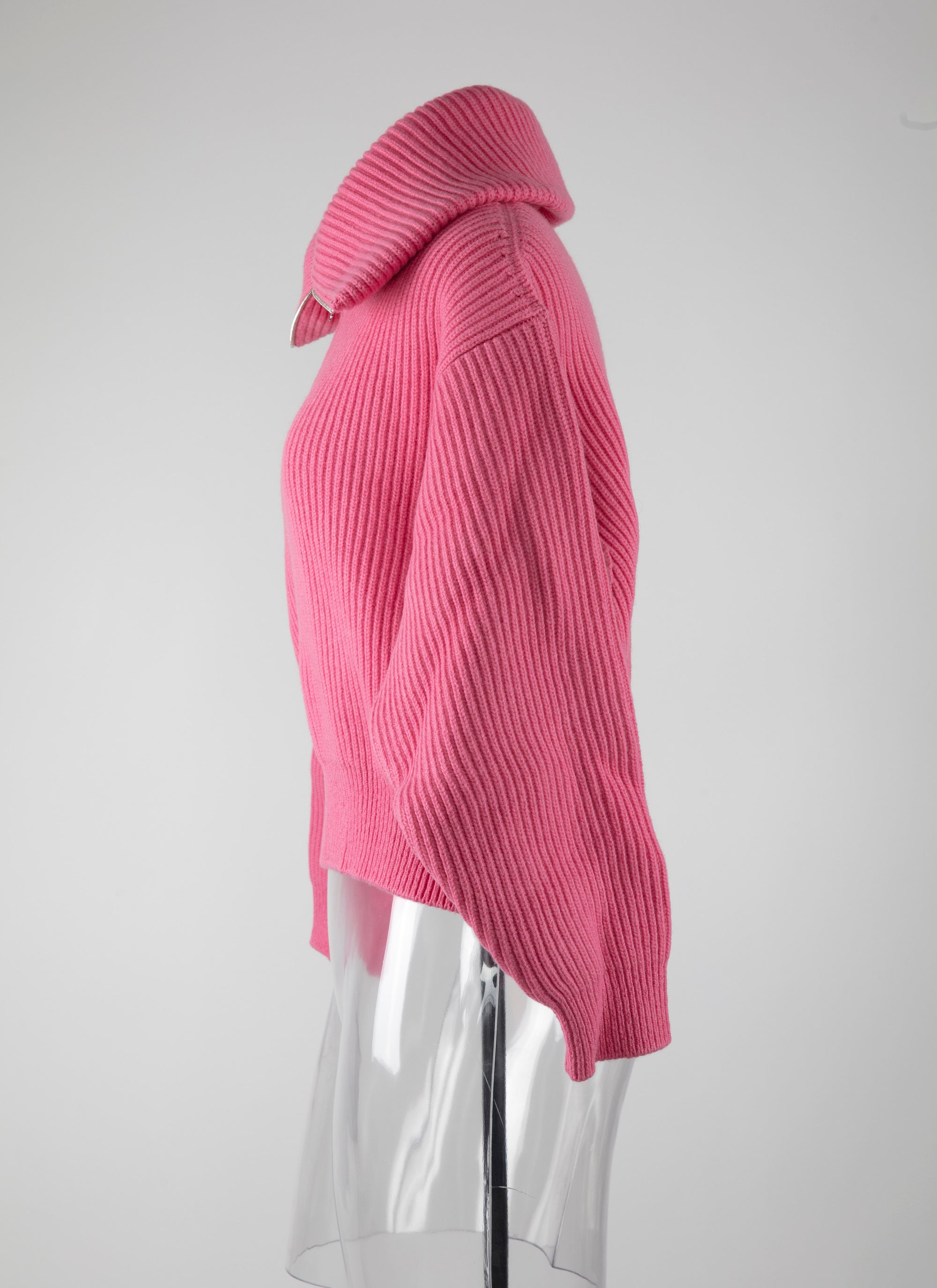 Wool zip neck jumper - Candy