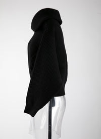 Wool zip neck jumper - Black intense